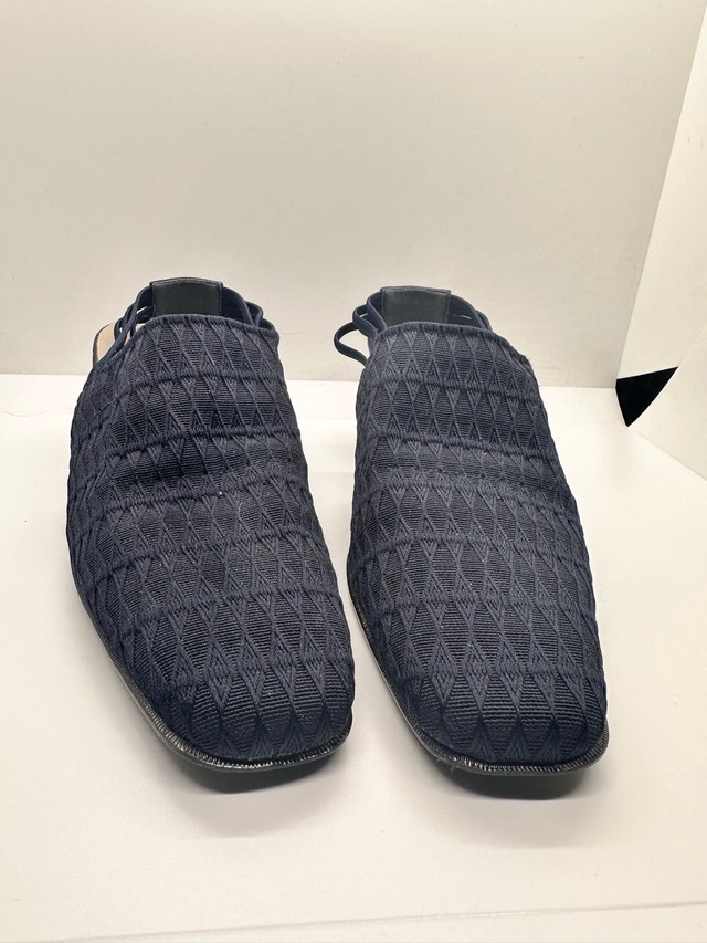 Vintage 90s City Limits Navy Blue Woven Slingback Block Heels - photo 2