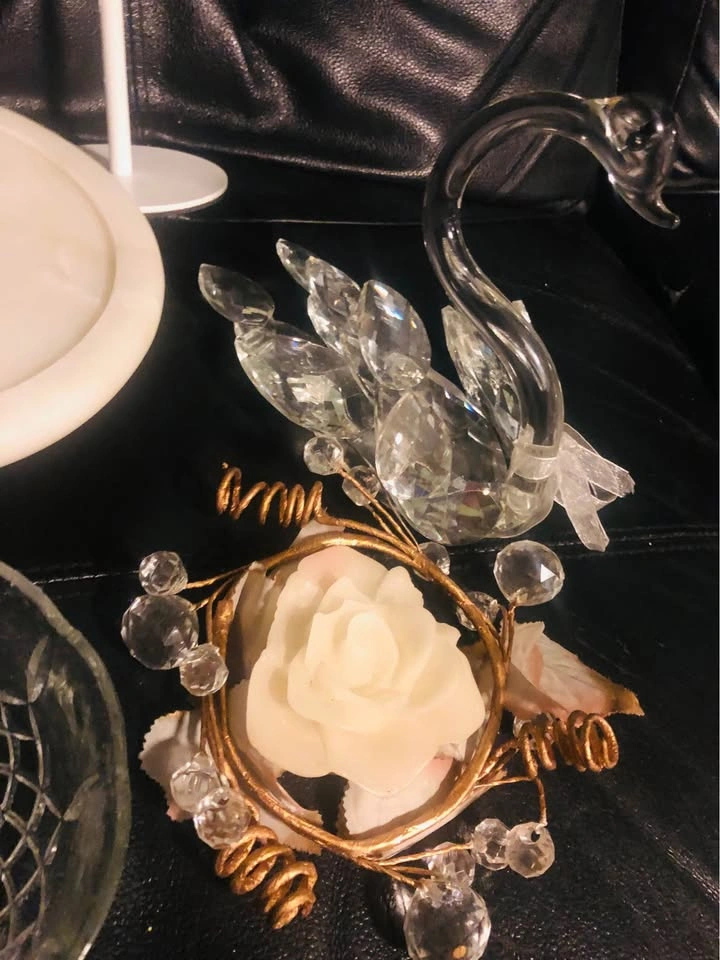 ⚽️ Lot: Crystal Swan, Bowl, Crystal Wreath, Led Wireless Lamp - photo 4