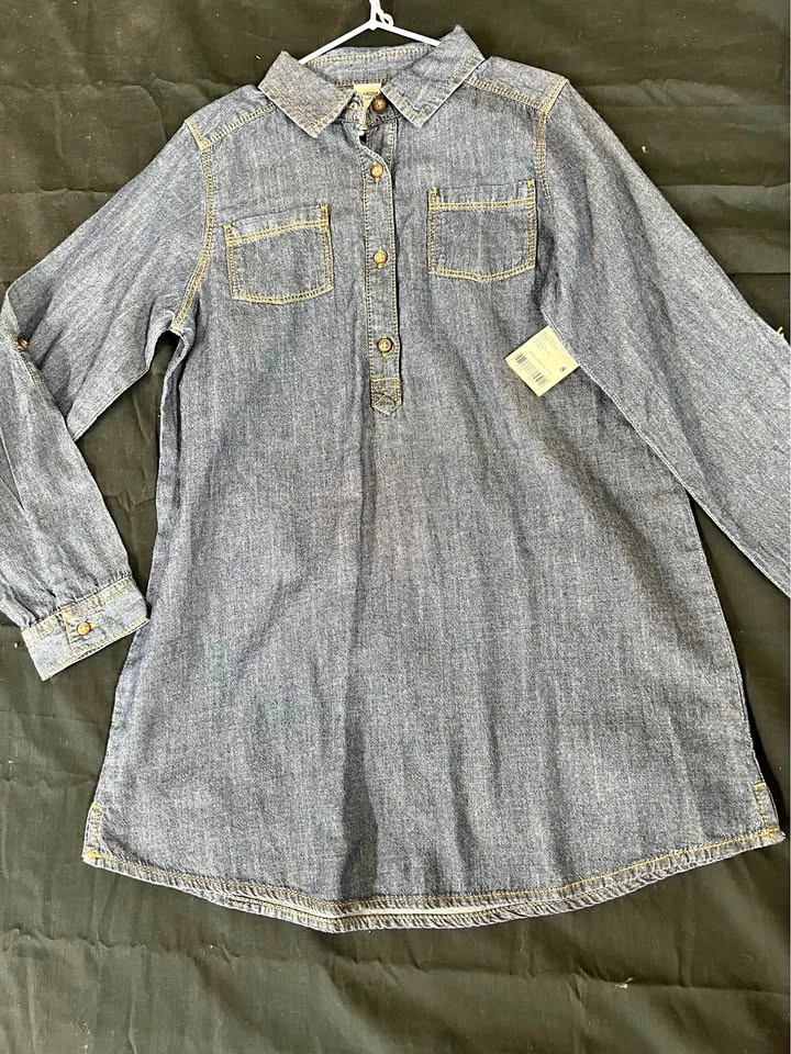 ⚽ Oshkosh Light Denim Dress for Kids- Size 8