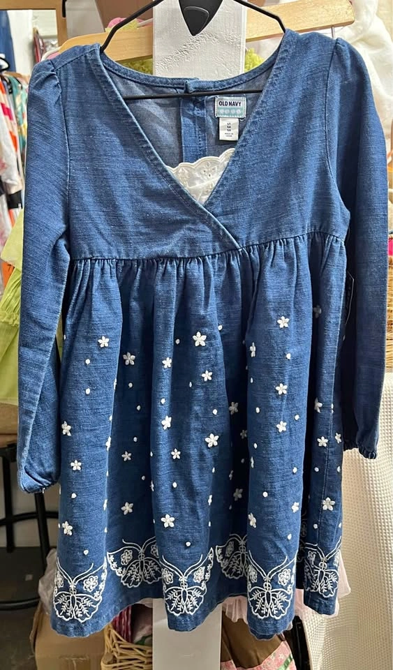 ⚽ Denim kids dress with embroidery details