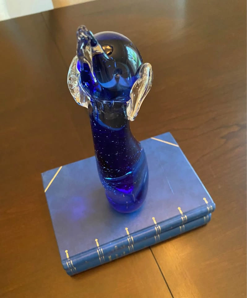 Vintage Cobalt Blue Art Glass Cat Figurine - photo 5