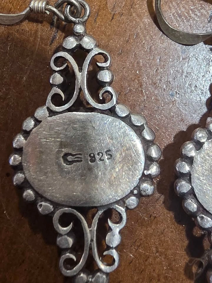 Vintage Sterling Silver 925 Black Onyx Filigree Dangle Earrings - photo 2