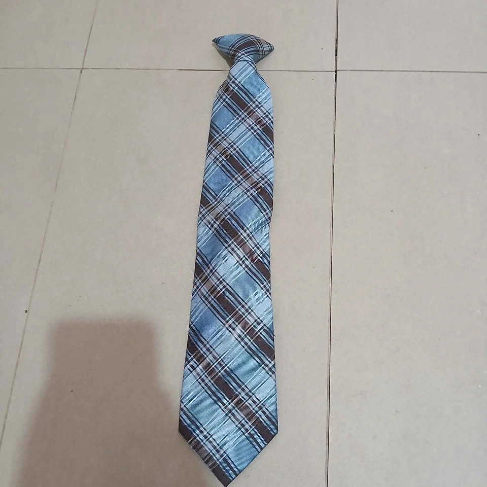 ⚽ Blue Plaid Clip-on Tie - photo 2