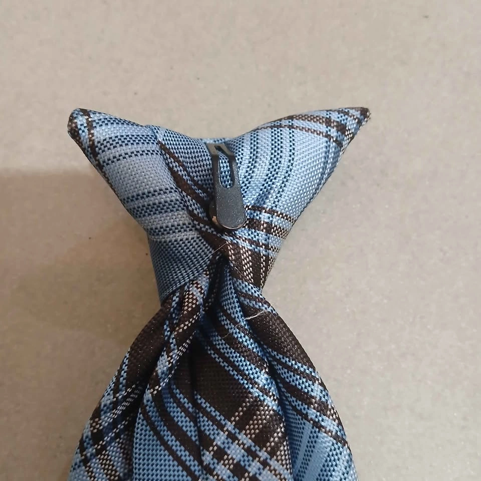 ⚽ Blue Plaid Clip-on Tie - photo 5