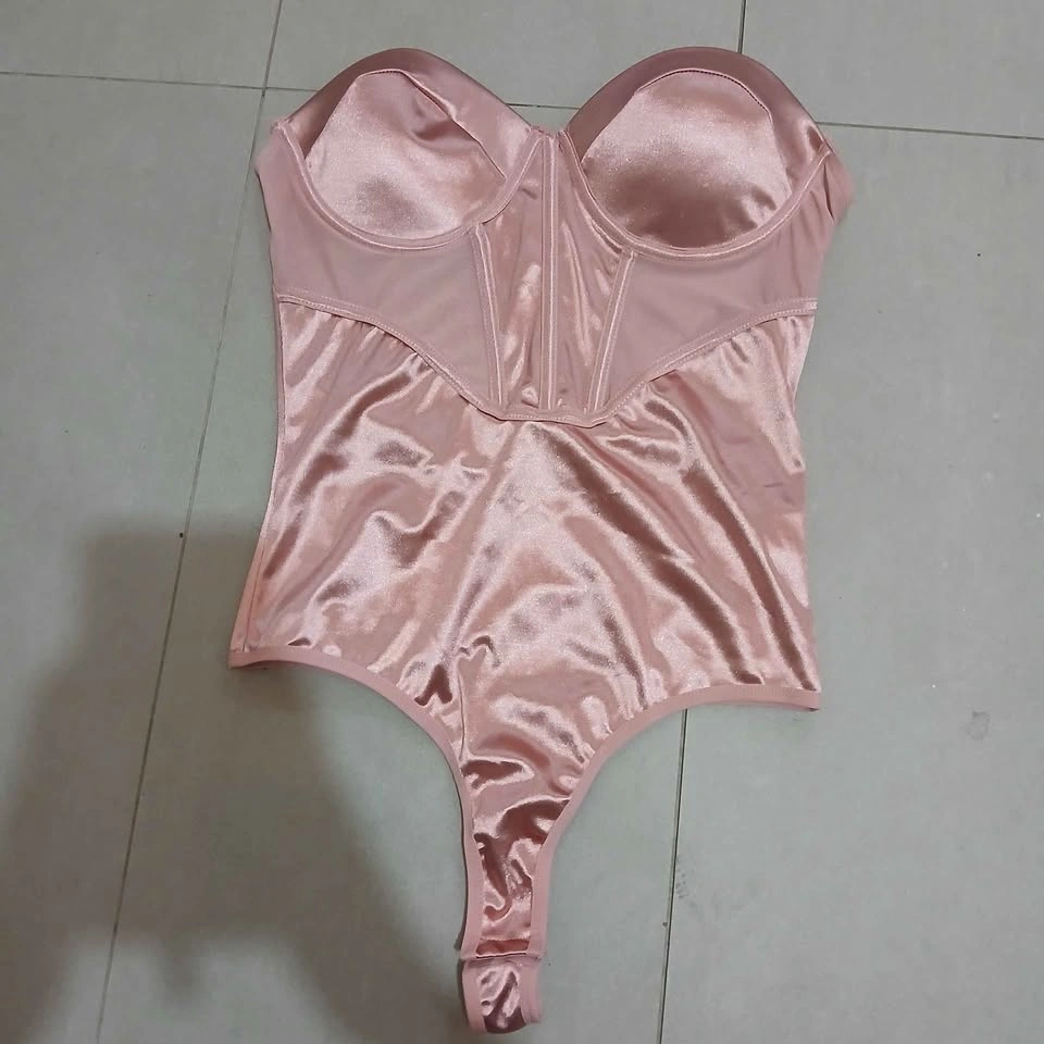 ⚽ Pink Satin Corset Bodysuit