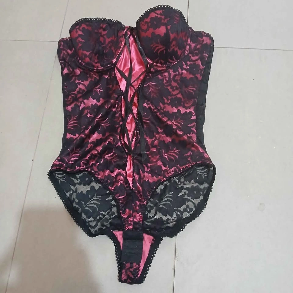 ⚽ Pink and Black Lace Bodysuit - photo 2