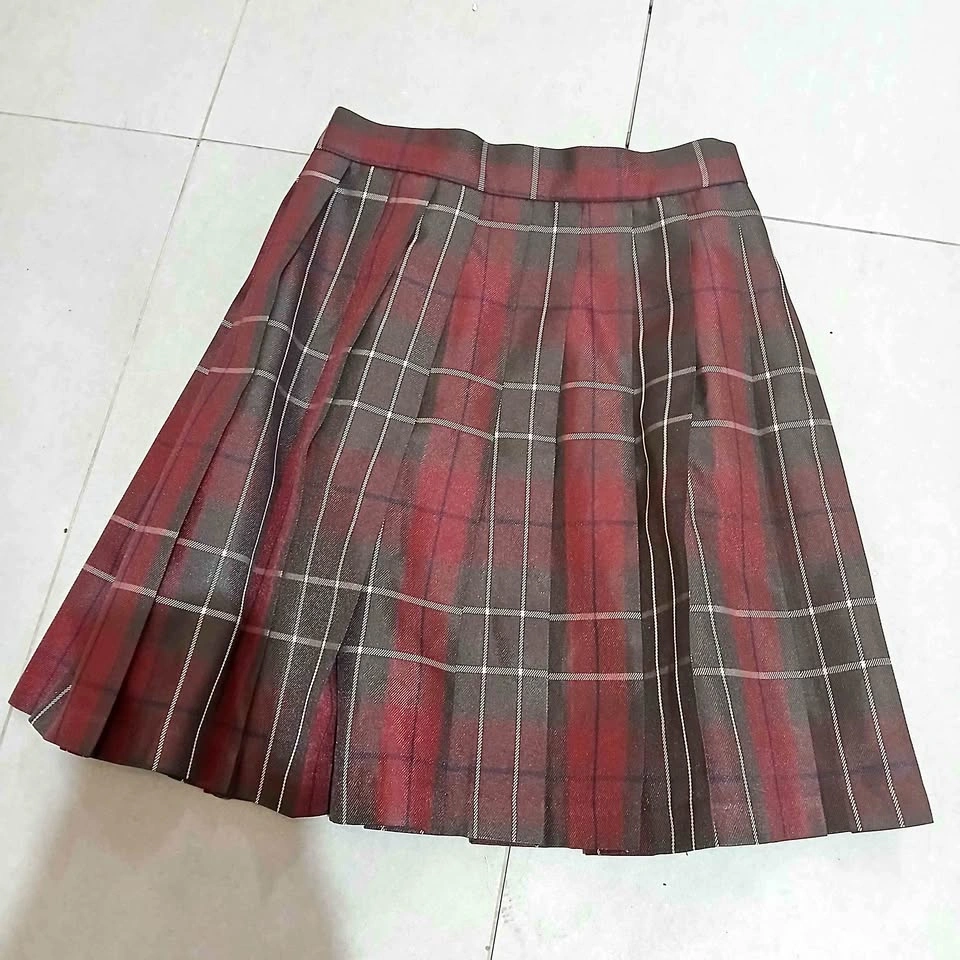 ⚽ Red Plaid Pleated JK Skirt