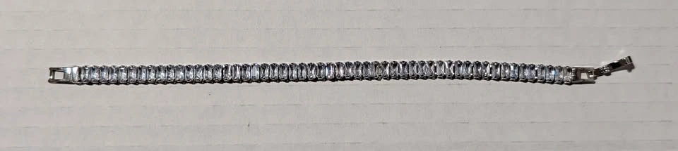 Silver Baguette Cubic Zirconia Tennis Bracelet