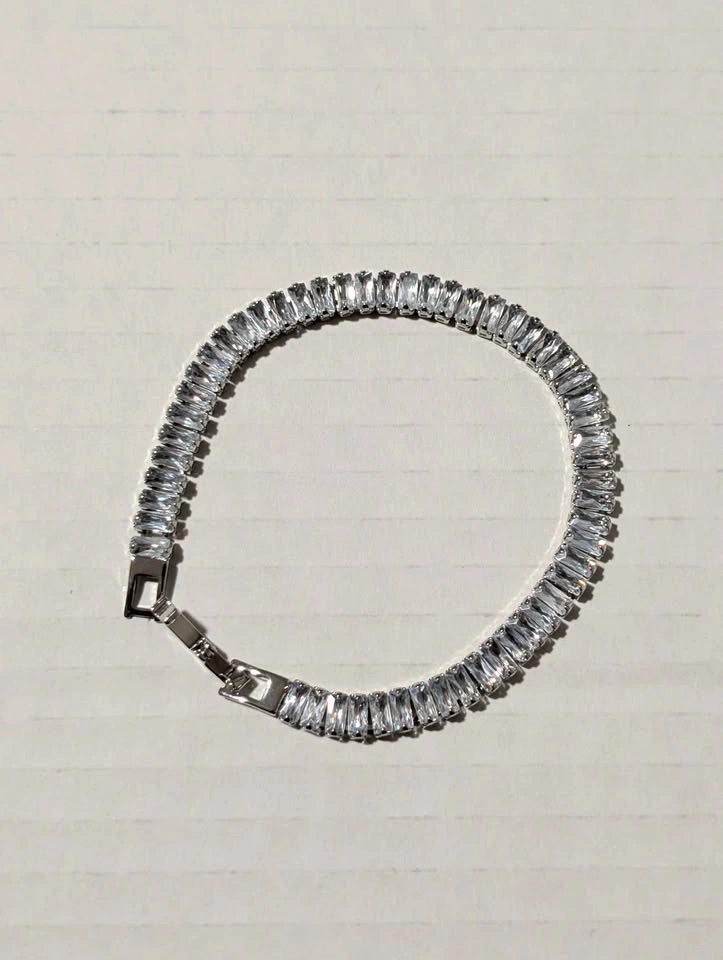 Silver Baguette Cubic Zirconia Tennis Bracelet - photo 2