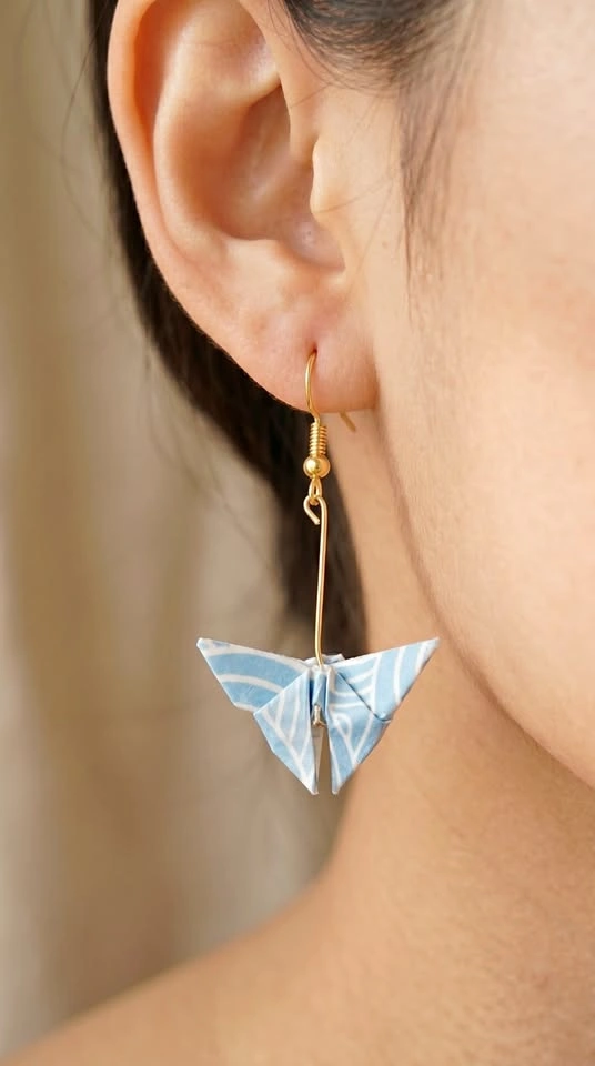 Handmade Japanese Paper Butterfly Earrings | Lightweight