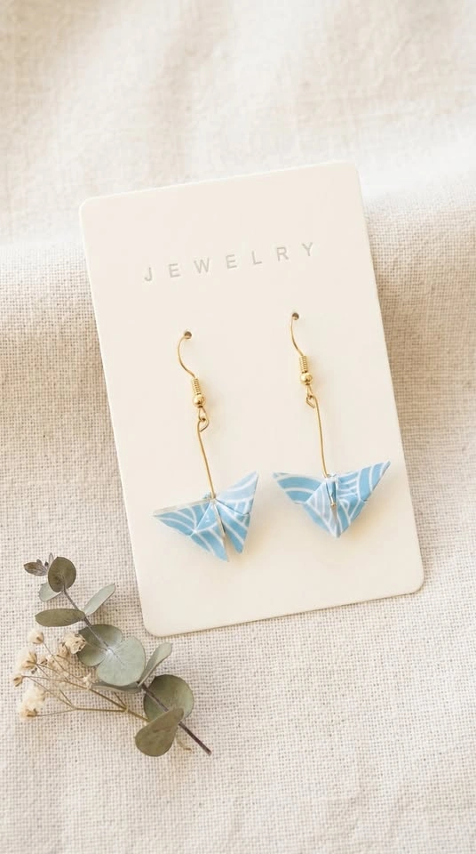 Handmade Japanese Paper Butterfly Earrings | Lightweight - photo 2