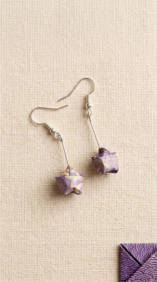 Handmade Origami Star Earrings | Japanese Paper