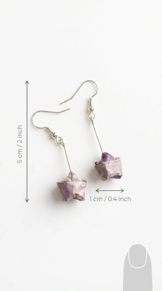 Handmade Origami Star Earrings | Japanese Paper - photo 5