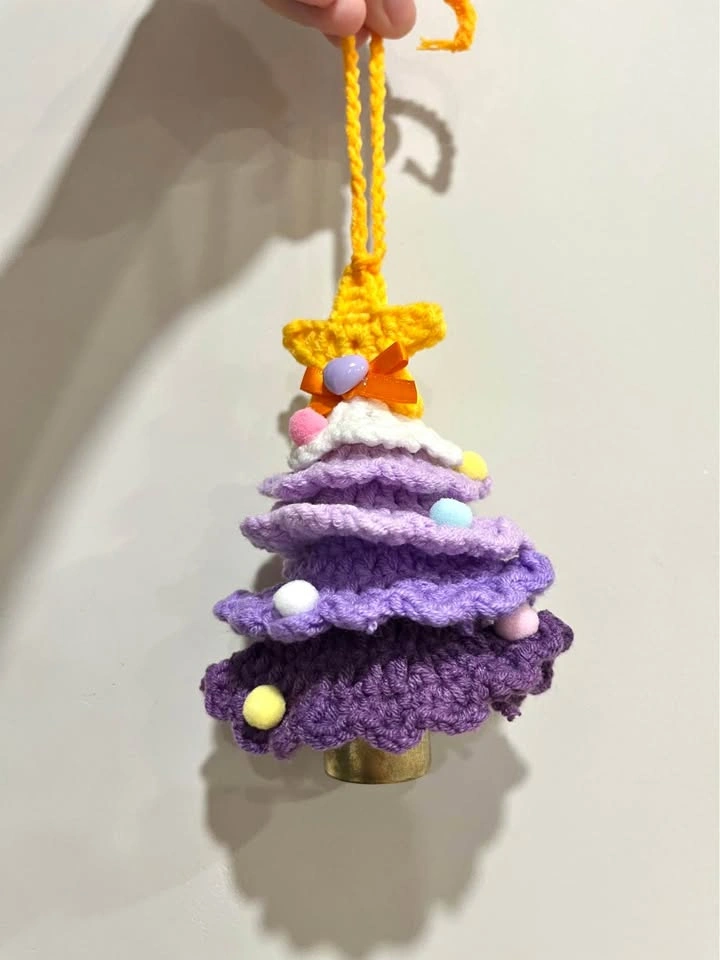 Christmas Crochet Tree Ornament with Bell Cute Xmas Decoration