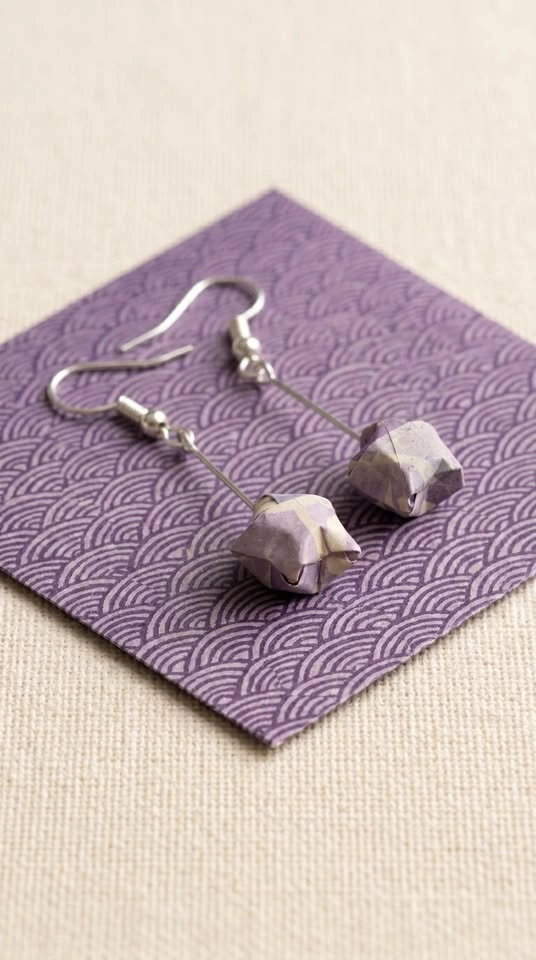 Handmade Origami Star Earrings | Japanese Paper - photo 2