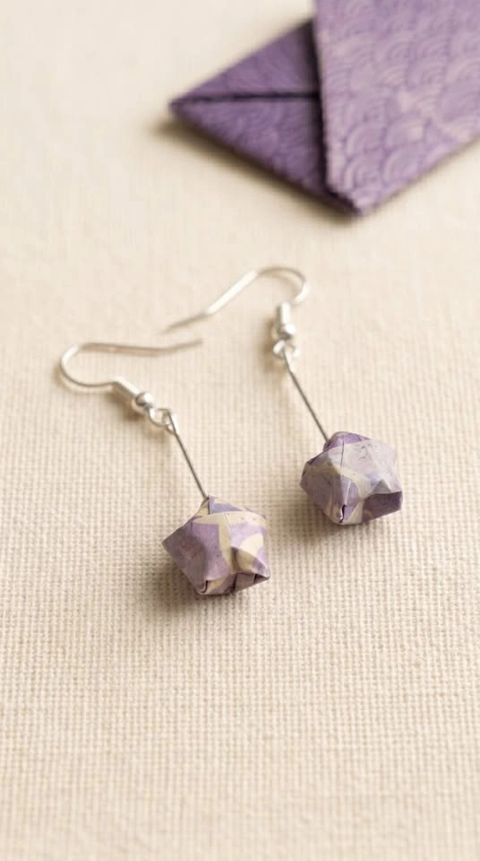 Handmade Origami Star Earrings | Japanese Paper - photo 3