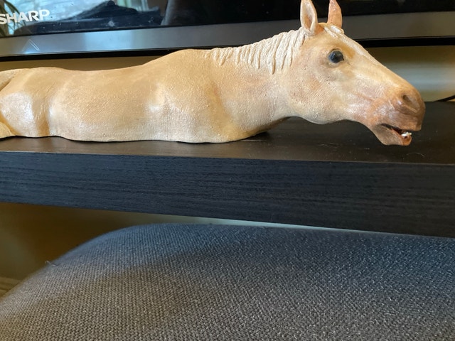 One-of-a-Kind Clay Swimming Horse Sculpture - photo 3
