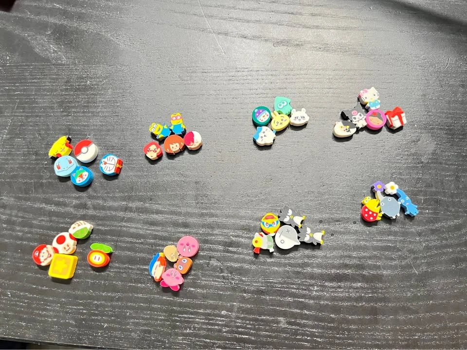 Assorted mini character erasers set – 38 pieces