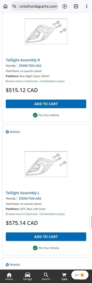 OEM Civic 10th gen Hatchback Taillight - photo 4