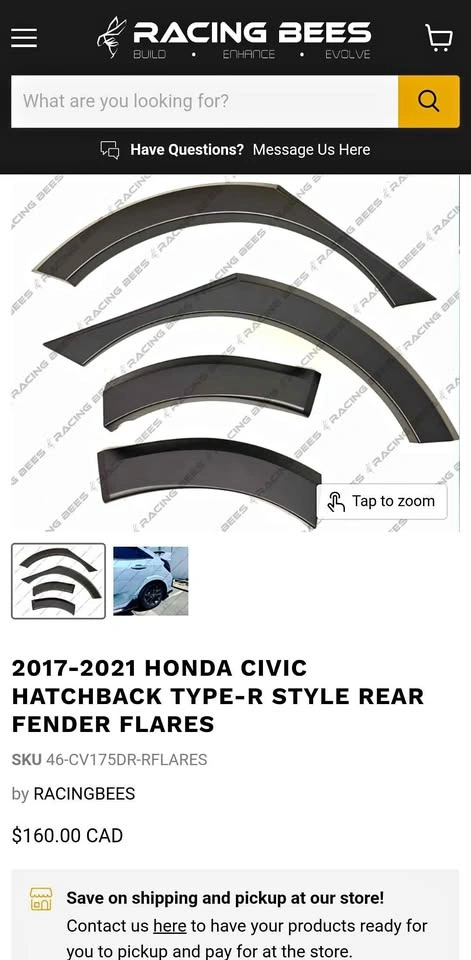 Civic 10th gen FK7 rear fender flare
