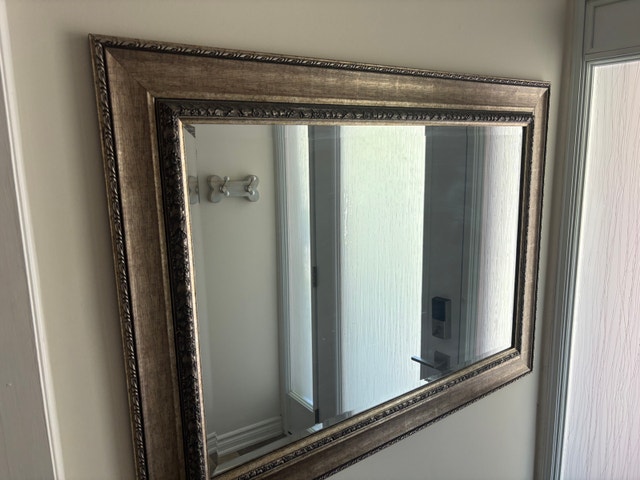 Large Ornate Distressed Silver Mirror - Excellent Condition