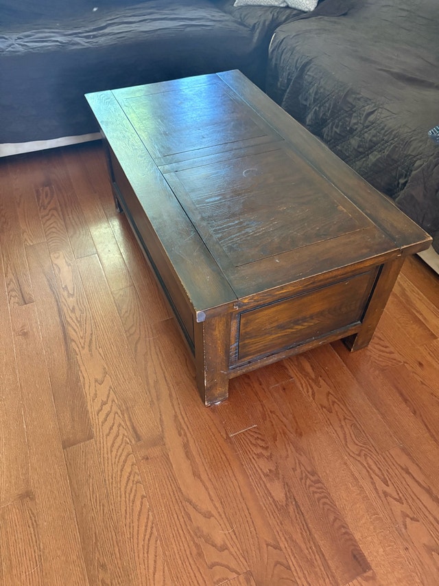 Solid Wood Coffee Table with Hidden Storage - Minor Scuffs - photo 4