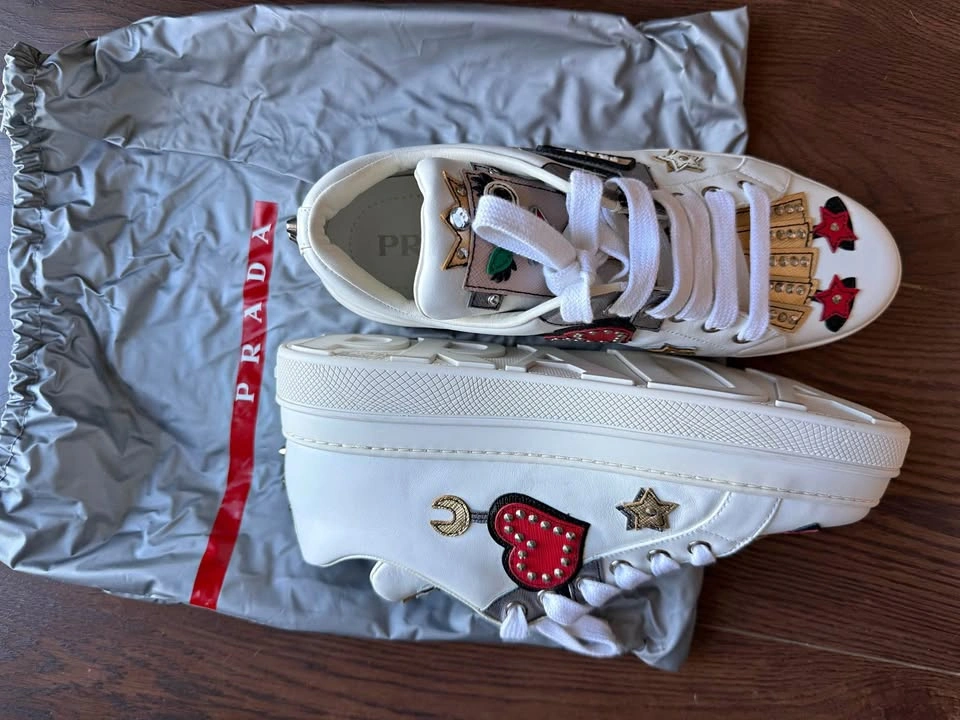 Authentic Prada White Robot Platform Sneakers – Size 38.5