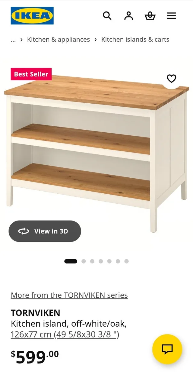 Kitchen Island Counter Storage - Ikea Tornviken - photo 3