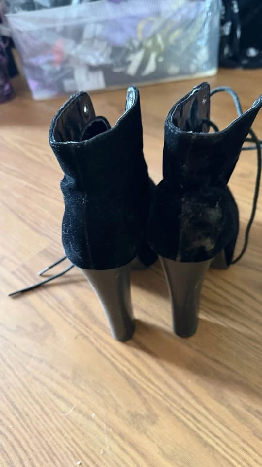 Delicacy Black Suede Platform Lace-Up Chunky Heel Boots - Size 7 - photo 4