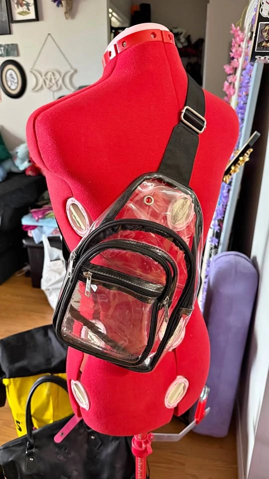transparent, stadium-approved PVC sling bag