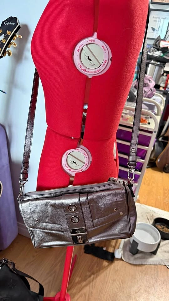 Milly gunmetal metallic clutch shoulder bag