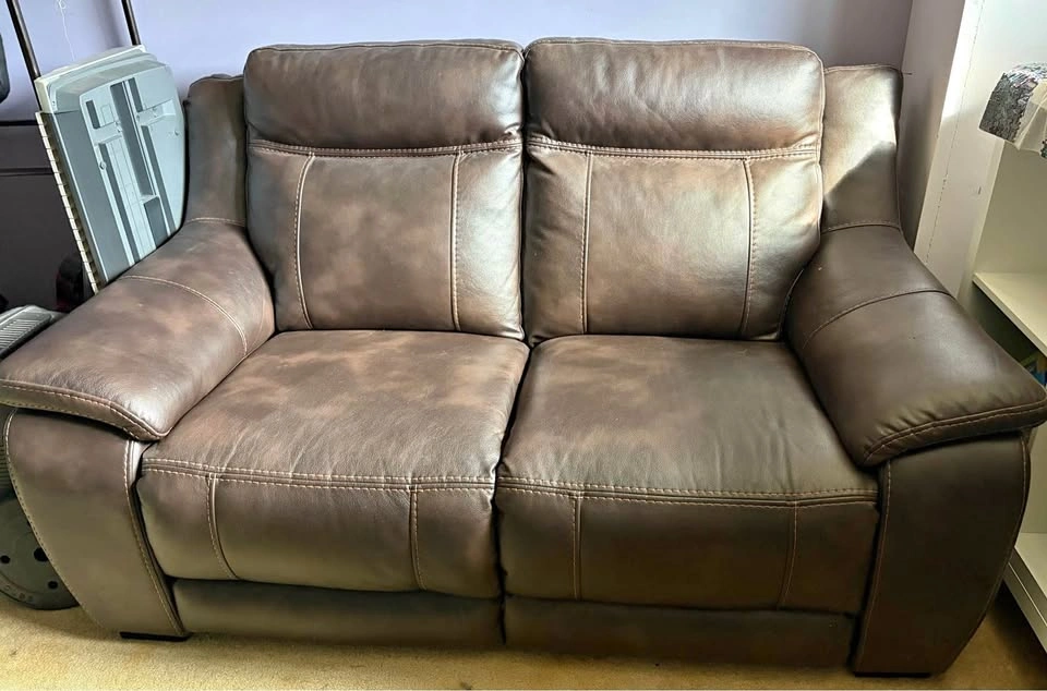 Brown Leather Loveseat
