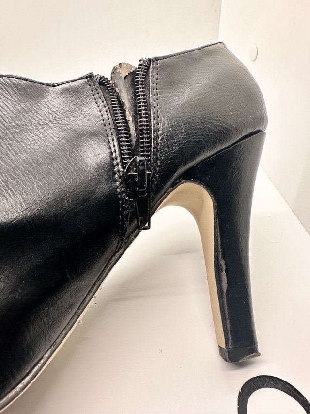 Madden Girl Black Faux Leather Zipper Flower Heels - photo 5