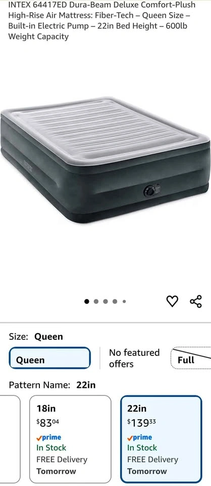 INTEX Dura-Beam Deluxe Queen Air Bed with Built-in Pump