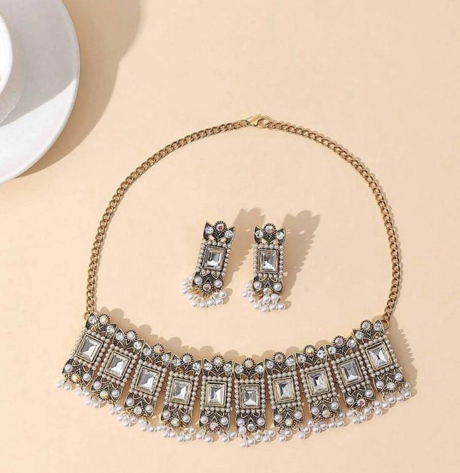 Ethnic Gold-Tone Choker Necklace and Earring Set - photo 2