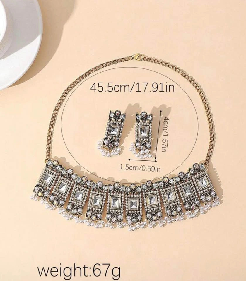 Ethnic Gold-Tone Choker Necklace and Earring Set - photo 3