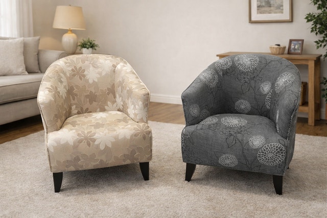 Accent Chairs: Beige & Gray