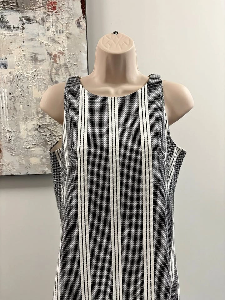 Ann Taylor Striped Shift Dress 6P BNWT Black White ⚽️