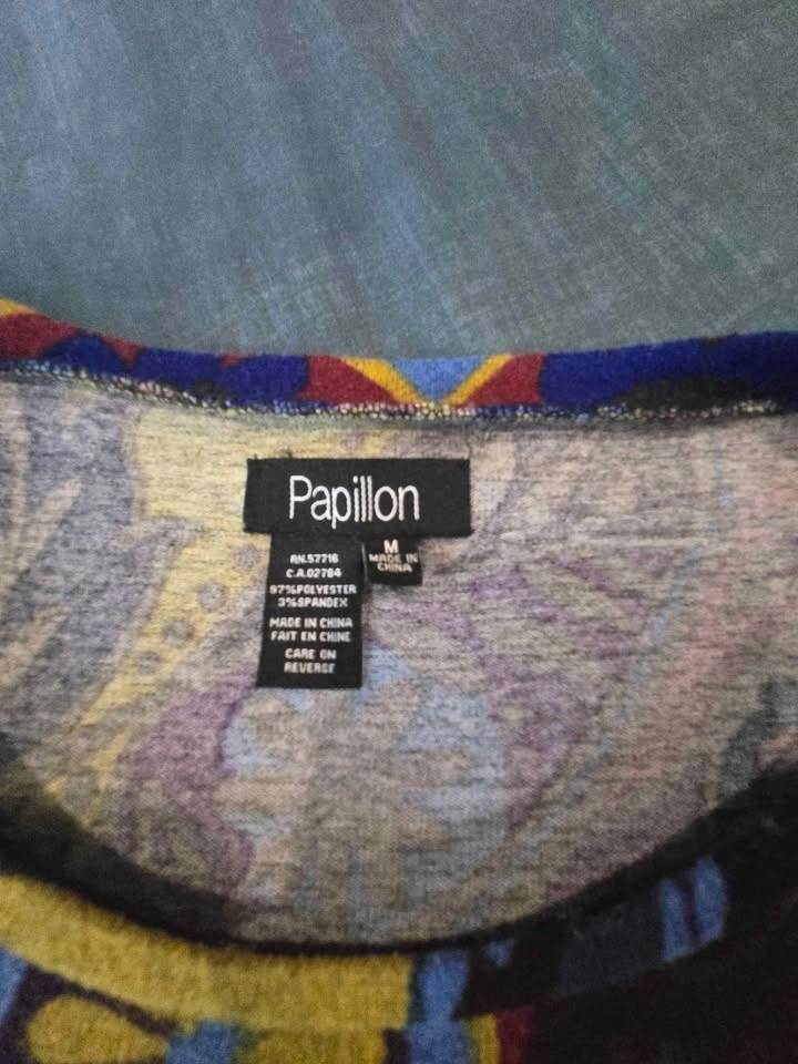 Papillon Size M Multi-Color Paisley Print Long Sleeve Dress - photo 3
