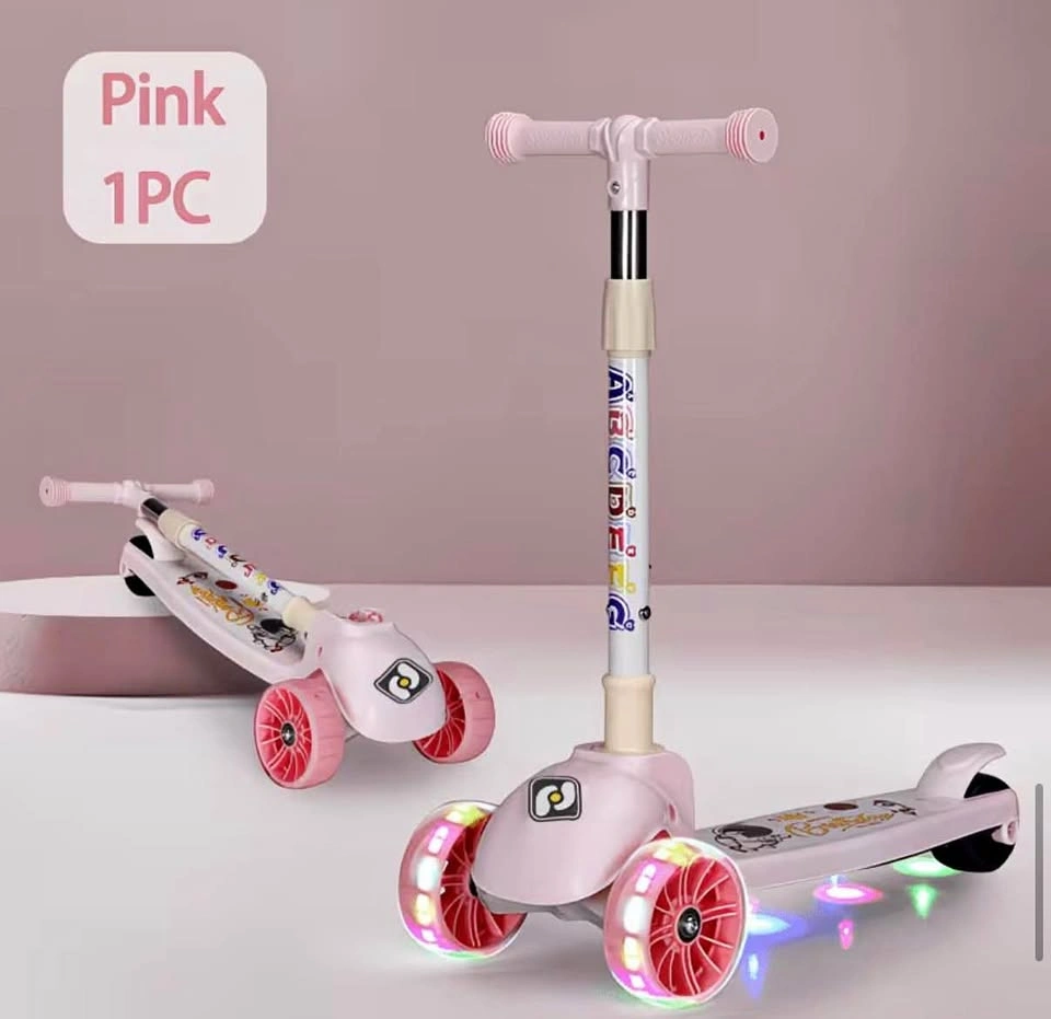 Pink 3-Wheel Kick Scooter with Adjustable Height and Seat