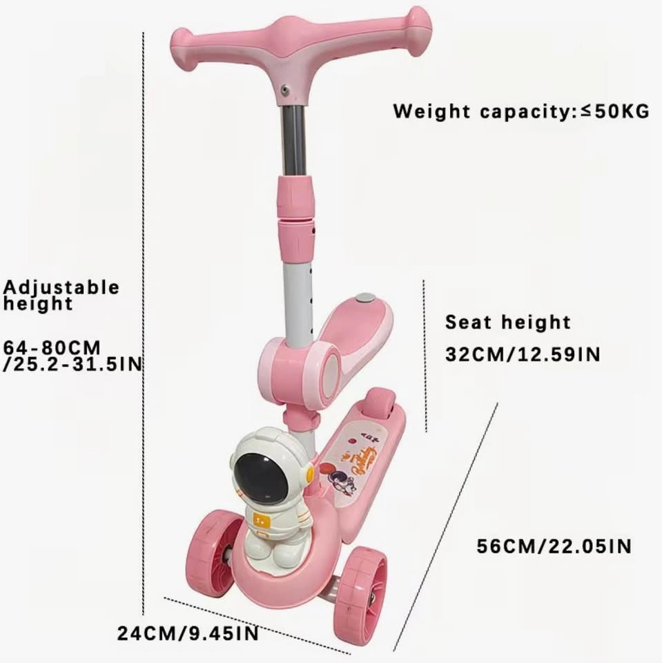Pink 3-Wheel Kick Scooter with Adjustable Height and Seat - photo 2