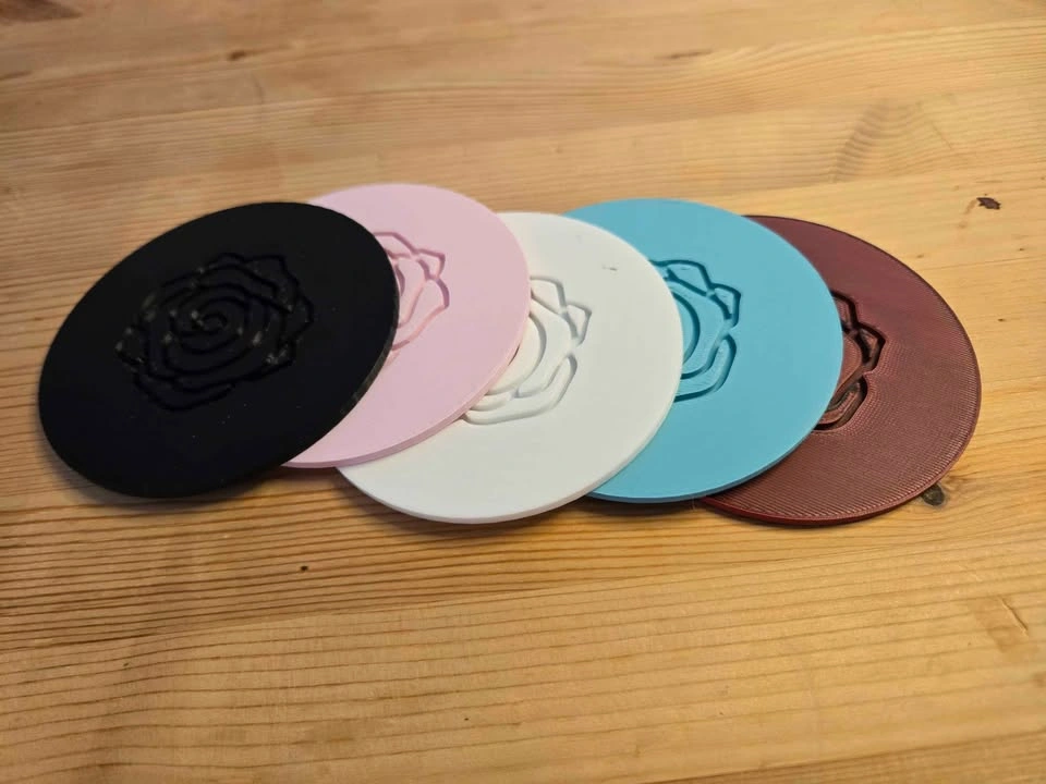 3D Printed Rose Coaster – Teal – Drink Coaster - photo 3