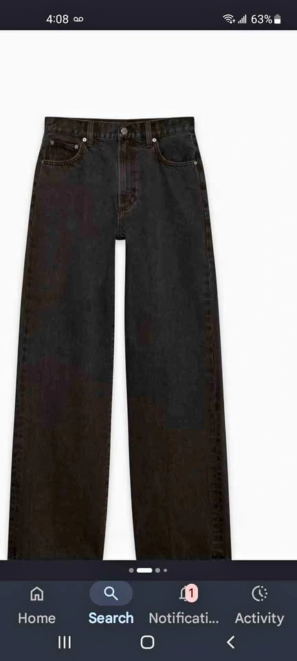Denim Forum The Farrah Hi-Rise Wide Black Jeans Size 28
