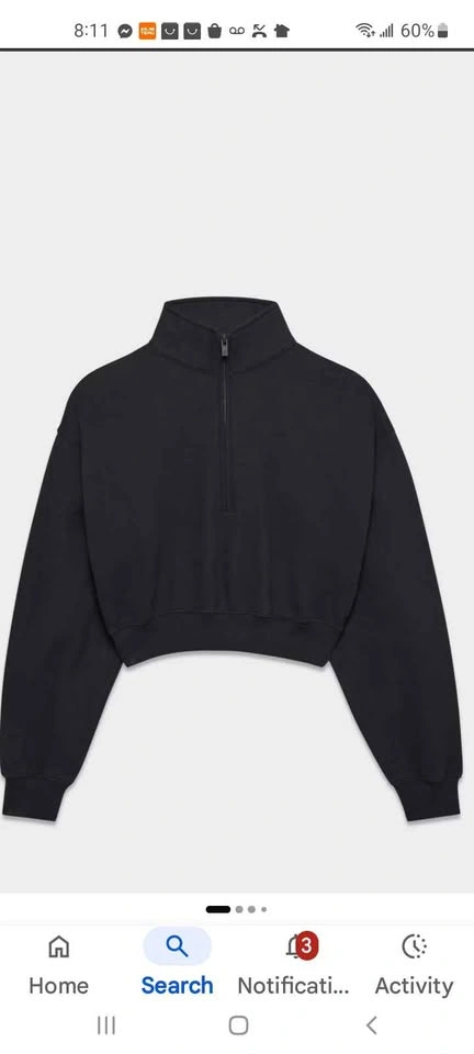 Aritzia TNA Sweatfleece Cropped Quarter-Zip Sweatshirt Black - photo 2