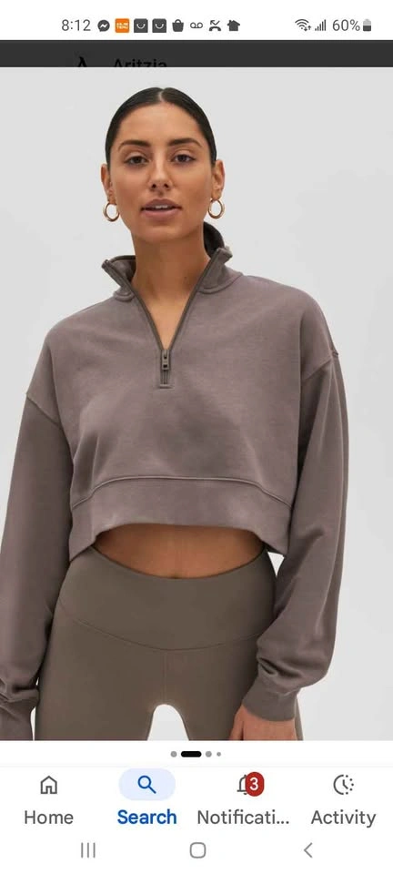 Aritzia TNA Sweatfleece Cropped Quarter-Zip Sweatshirt Black - photo 4
