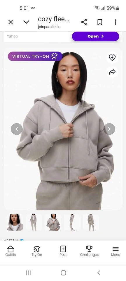 Aritzia TNA Cozy Fleece Full Zip Hoodie Grey - photo 2