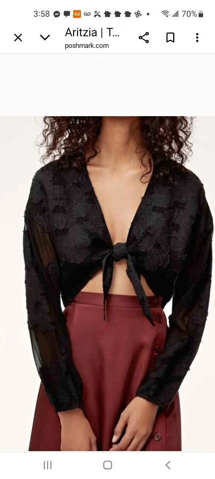 Wilfred Raissa Black Tie-Front Top Small