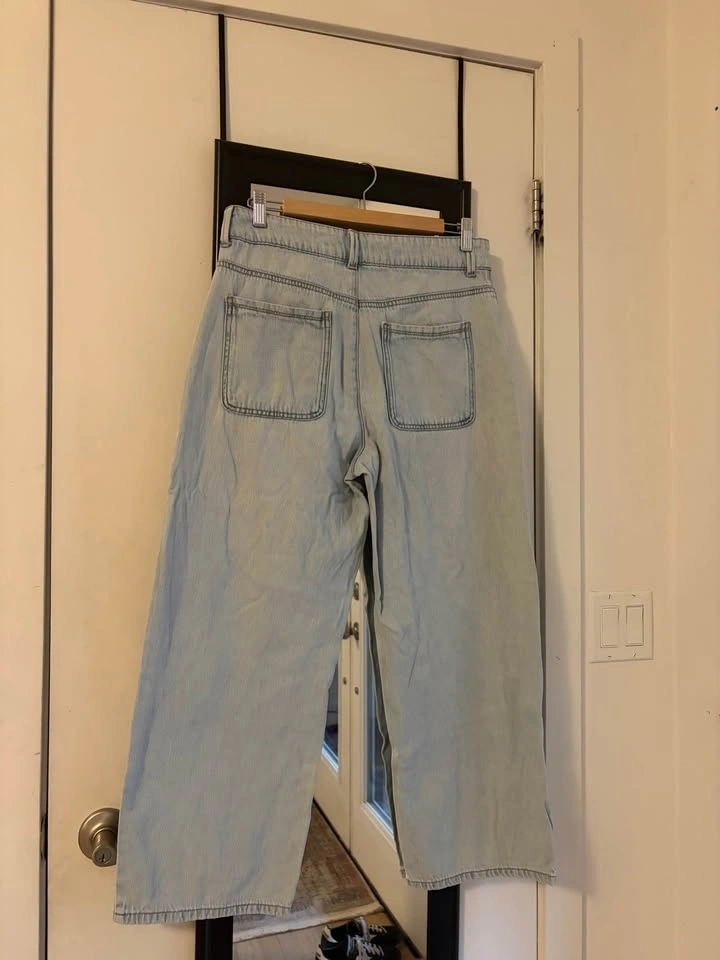 Light Wash Button Fly Wide Leg Denim Jeans US8 - photo 2