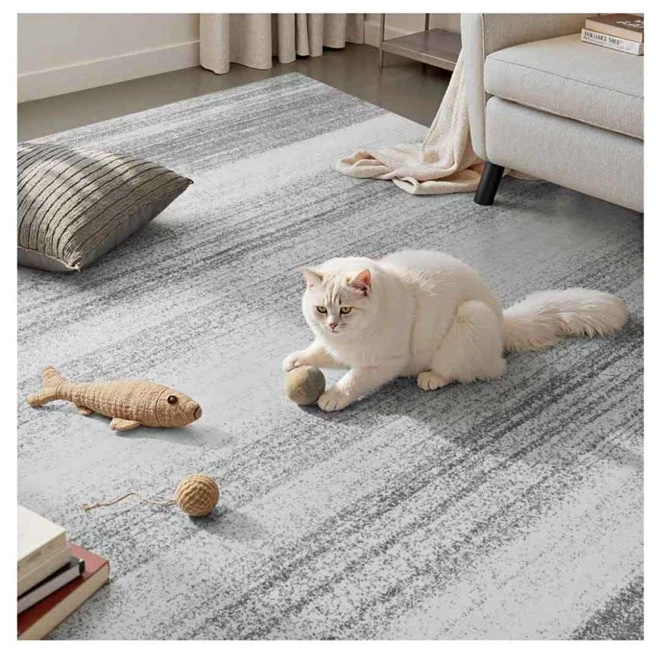 8x10 Modern Abstract Gray and White Area Rug (brand new)