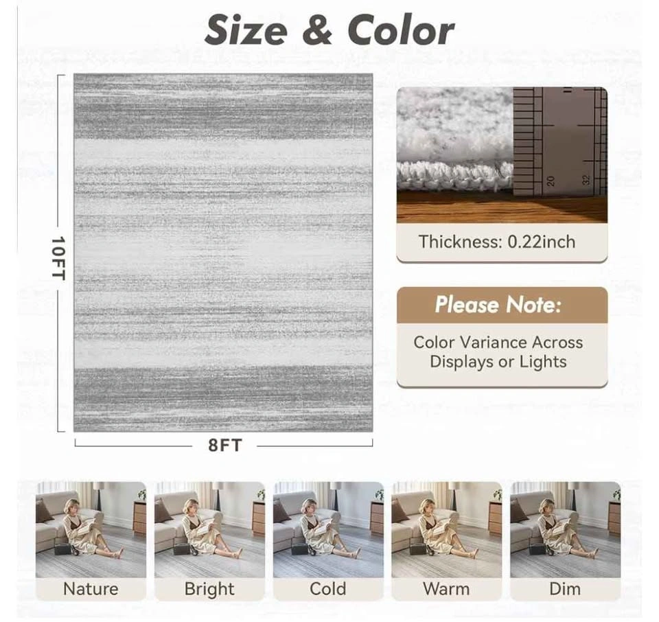 8x10 Modern Abstract Gray and White Area Rug (brand new) - photo 2